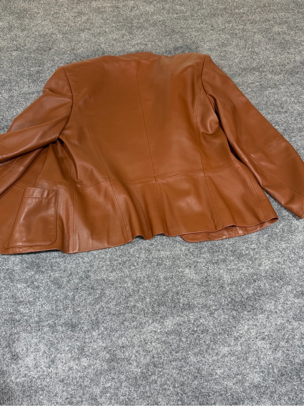 Talbots Chestnut Brown Leather Button-Front Jacket - Picture 7 of 10